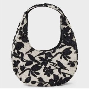 Elegant Black and off White Floral Women's Bag A new Day